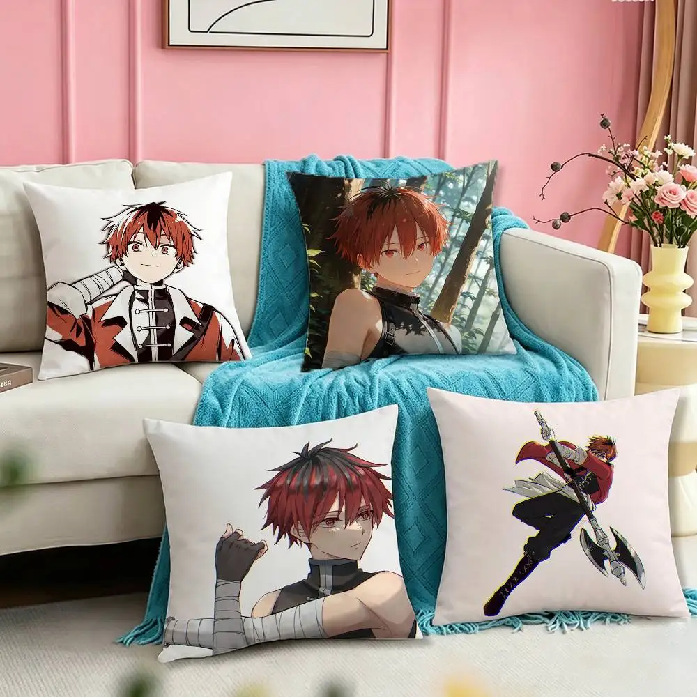 F-Frieren Stark Demon Warrior  Square Double-Sided printed Pillow Case Bedroom Bedside Pillow Sofa Cushion Cover