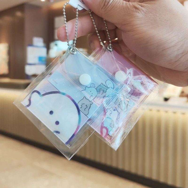 Cartoon Cat Sticky Notes Kawaii Portable Index Label Stickers Notes with Mini Snap Adhesive Cover School Stationery Supplies