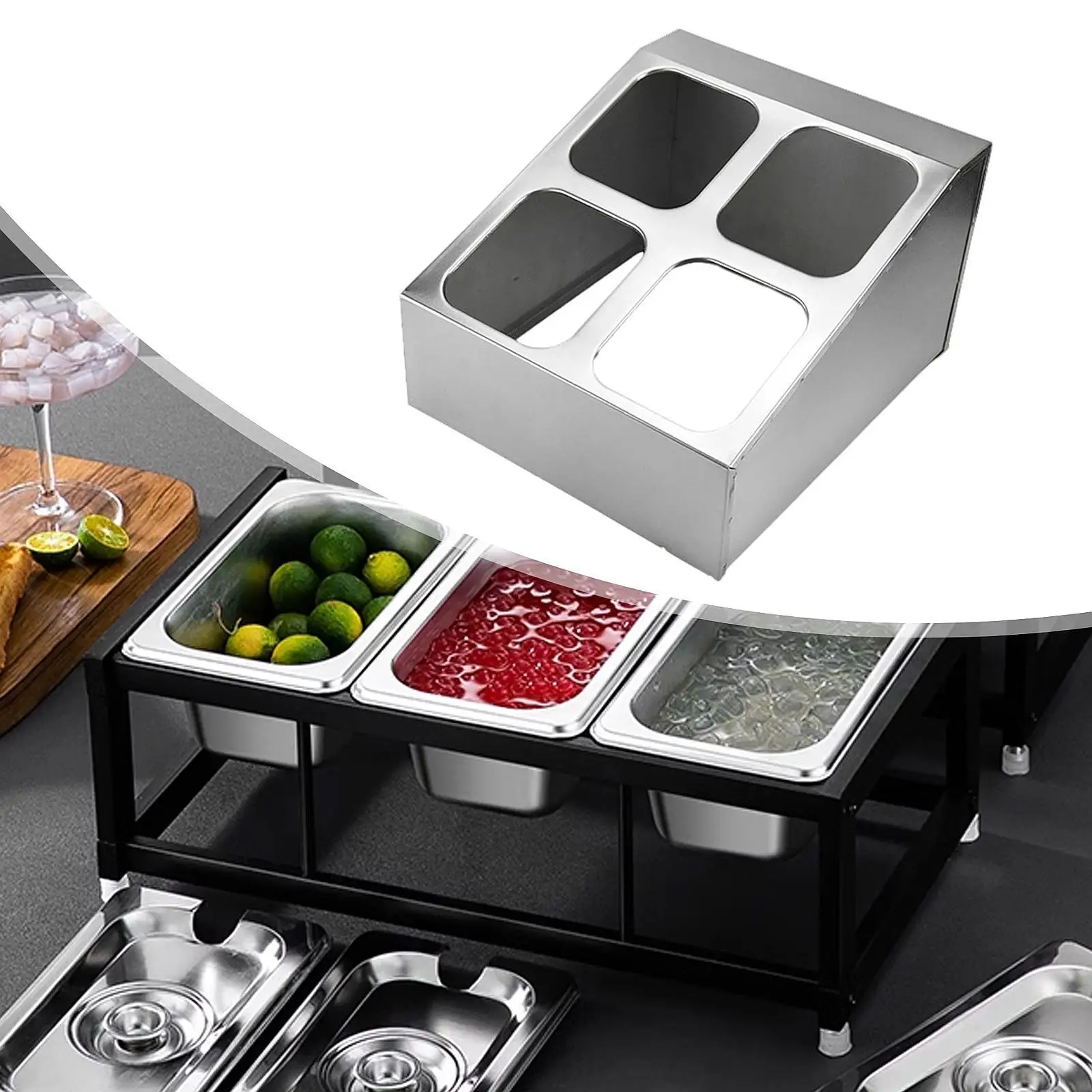 

Commercial Jams Box Multifunctional Chilled Condiment Server Condiment Display Serving Tray for Bar Hotel Milk Tea Shop Camping