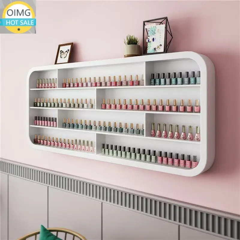 Nail Salon Display Stand Nail Polish Wall Hanging Wall with Light Shelf