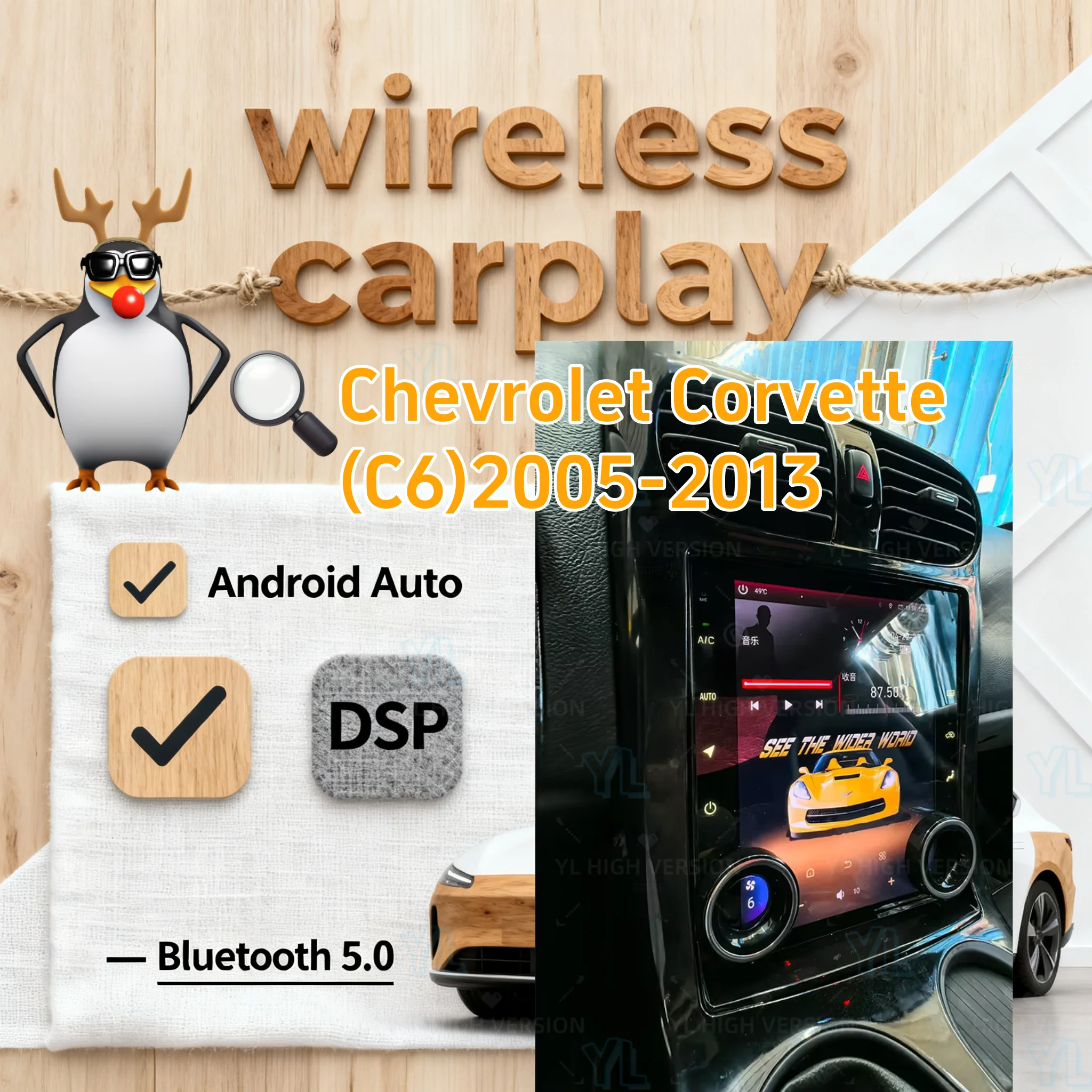 Carplay For Chevrolet Corvette C6 2005-2013 Android Auto Screen GPS Navi Car Multimedia Player Audio Radio Bluetooth Headunit 4G