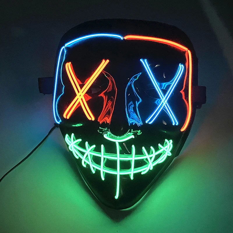 

Halloween Purge Mask LED Masquerade Carnival Party Masks 3 Colors Flashing Neon Light Mask Glow In Dark Night