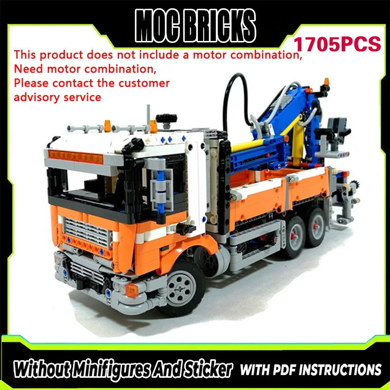 

Конструктор City Car Model MOC: Грузовик-платформа с краном, модульная технология, подарки, праздничный набор для сборки, детские игрушки