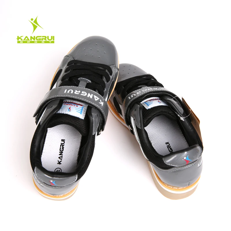 Kangrui-unisex profissional halterofilismo sapatos, sapatos de couro antiderrapante, para treinamento de agachamento, alta qualidade