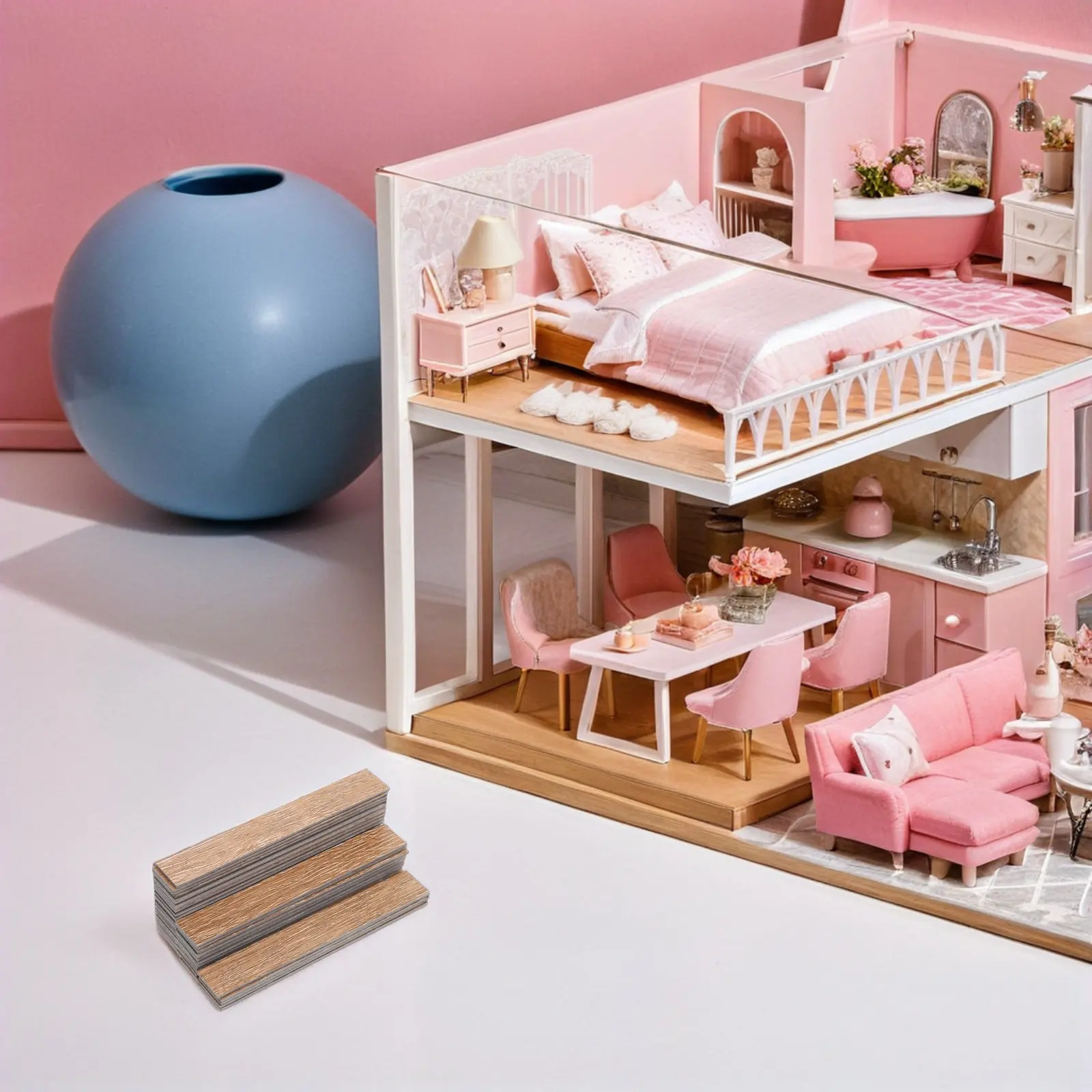 

40Pcs Wooden Dollhouse Floorboards 1:12 Scale Lifelike Miniature Flooring Easy Assembly Wear Resistant for Dollhouse Interiors