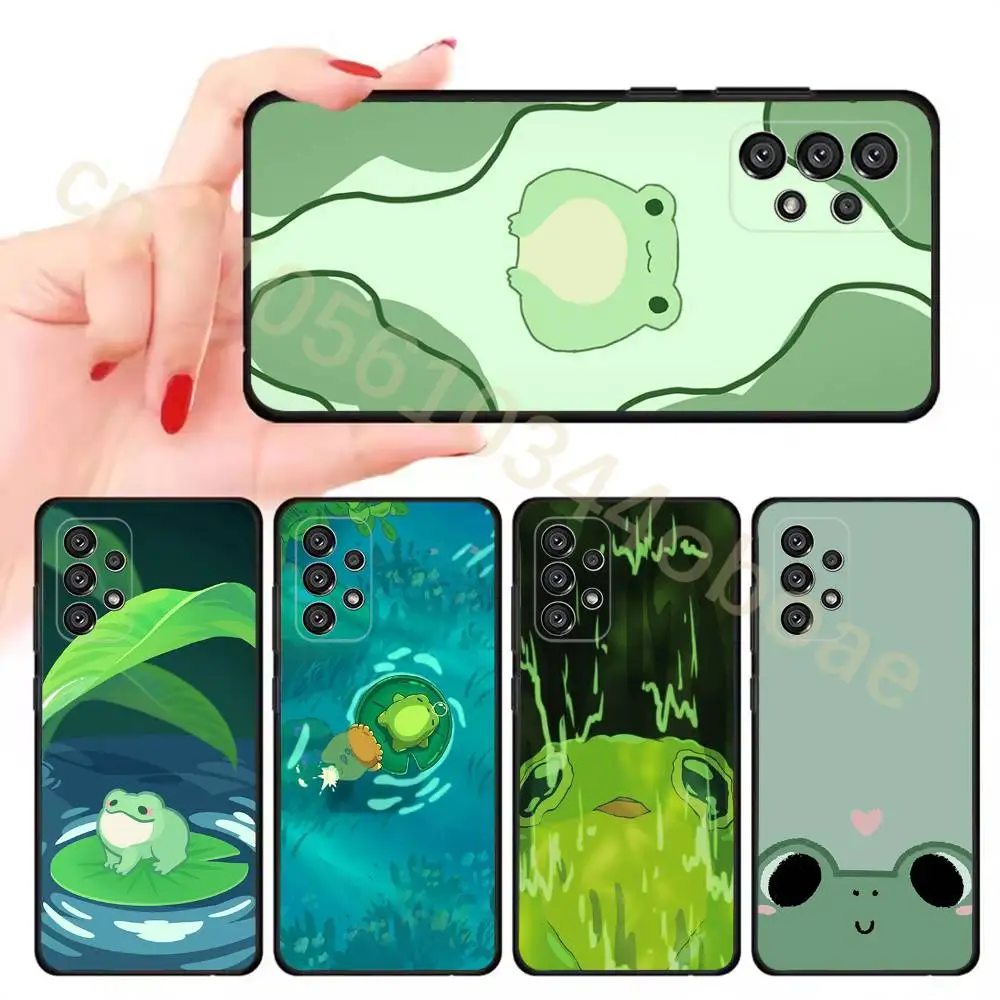 

Cartoon Frog Cute Phone Case For Samsung Galaxy A13,21s,22,31,32,52,53,71,80,A91 Soft Black Shell