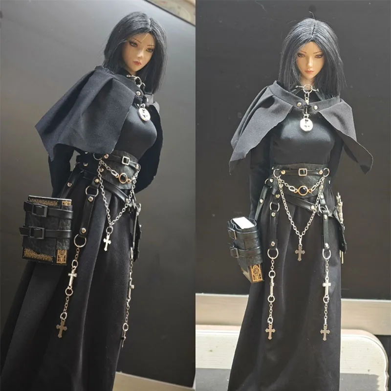 

In Stock 1/6 Scale Fashion Temperament Exquisite Style Cloak Black Long Sleeve Dress Set Fit 12inch Action Figure Models