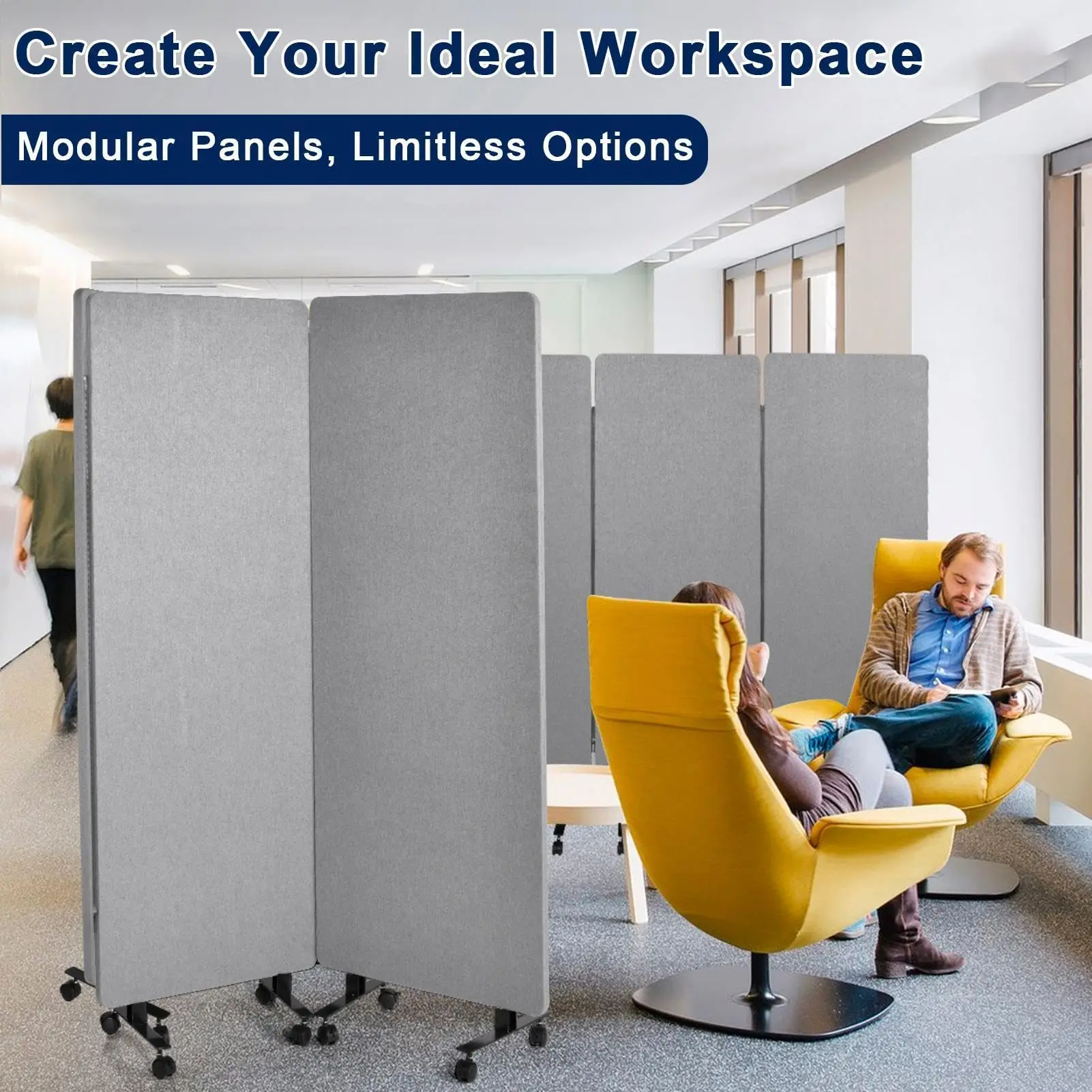 Office Dividers Partition Wall, Soundproof Room Divider with Wheels