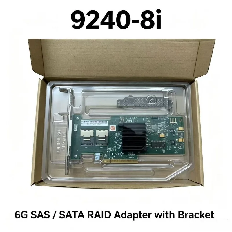 LSI 9240‑8i RAID IT Mode  HBA Card with 2×SFF‑8087 Cables, PCIe x8 6Gbps SAS SATA, RAID0/1/10/5 Server Storage Adapter