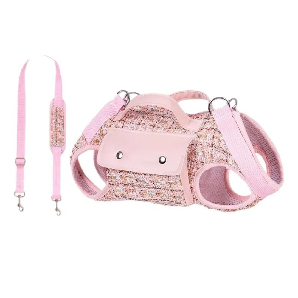 

Stylish Dog Horizontal Backpack with Leash Handle Edge-wrapped Pet Traction Backpack Elegant Breathable Dogs Going Out Bag