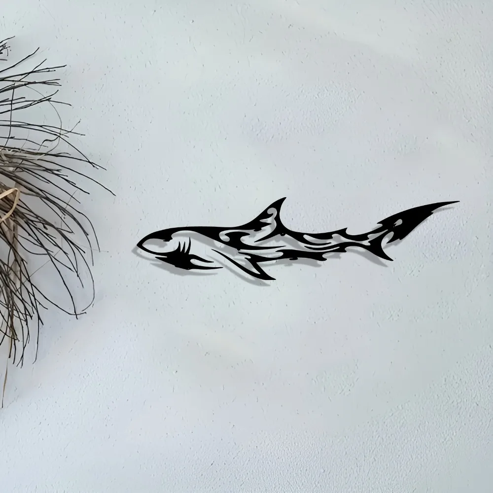 CIFBUY Metall-Wandkunst, Hai, moderne abstrakte Außendekoration, einzigartige schwarze Eisenskulptur für Haus, Garten, Terrasse, Geschenk