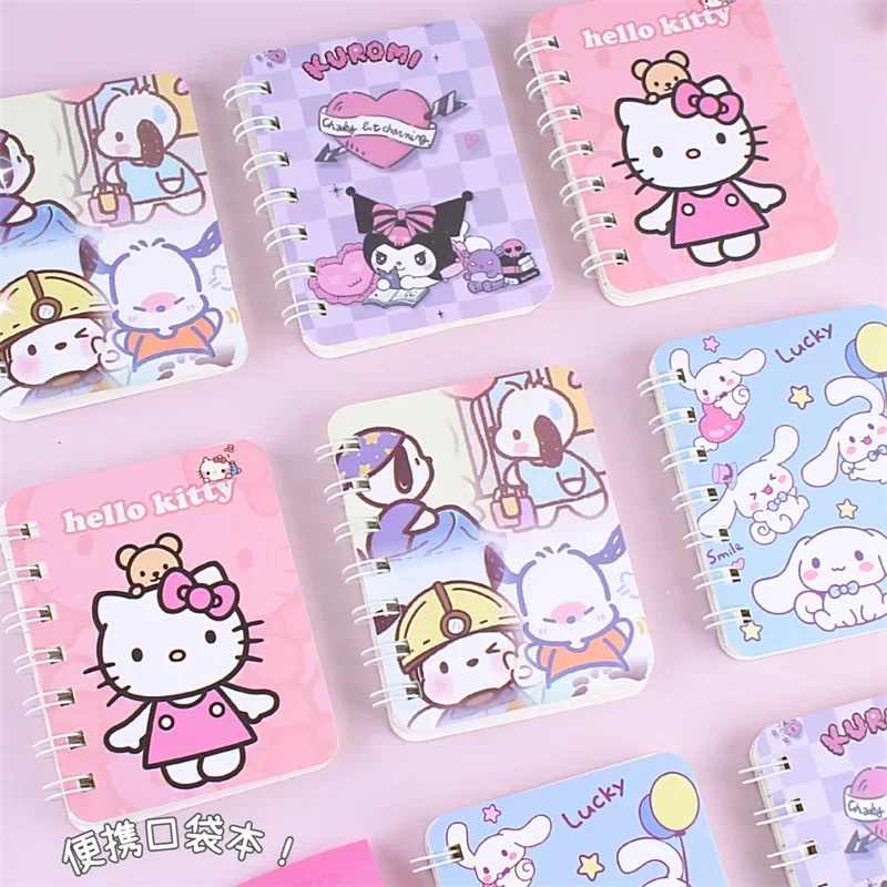 Sanrio Hello Kitty Kuromi A7 Coil Book Girls Cartoon Cinnamoroll My Melody Notebooks Portable Pocket Books Students Kids Gifts