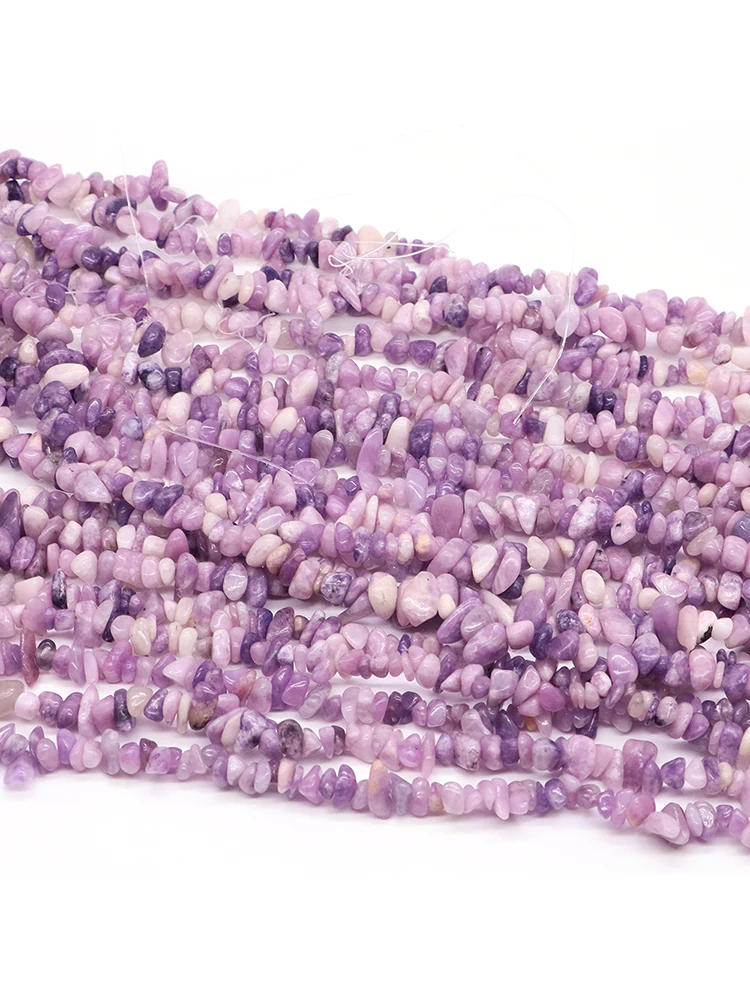 AliExpress NONE Natural Irregular Lilac Lepidolite Stone Beads Gravel Chips Loose Spacer Beads for Jewelry Making DIY Bracelet Necklace 5-8mm