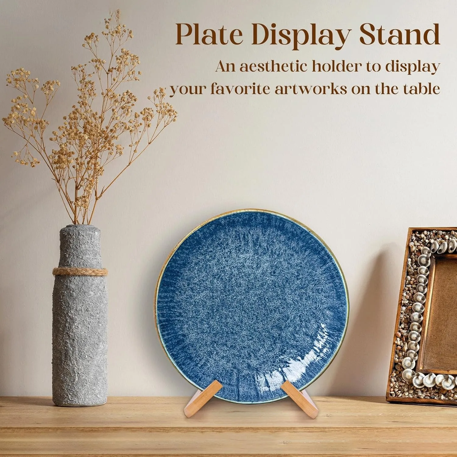 Plate Holders for Displaying Decorative Plate Display Stand Heavy Duty Bamboo Picture Frame Stands Cook Book Holder for Kitchen