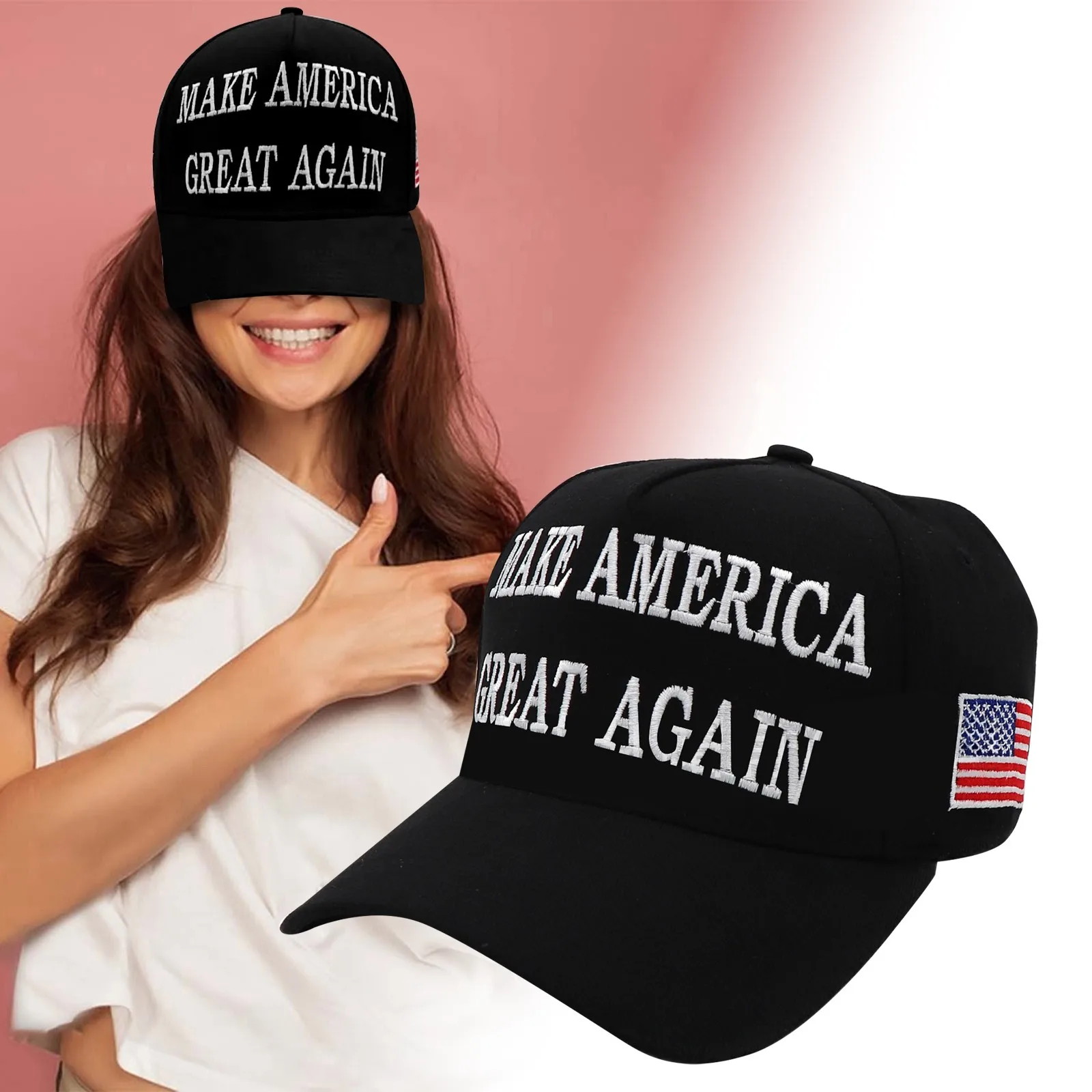 

2024 Donald Trump Merchandise MAGA American Trucker Hat Great Again Make America Great Again Slogan USA Flag Baseball Cap