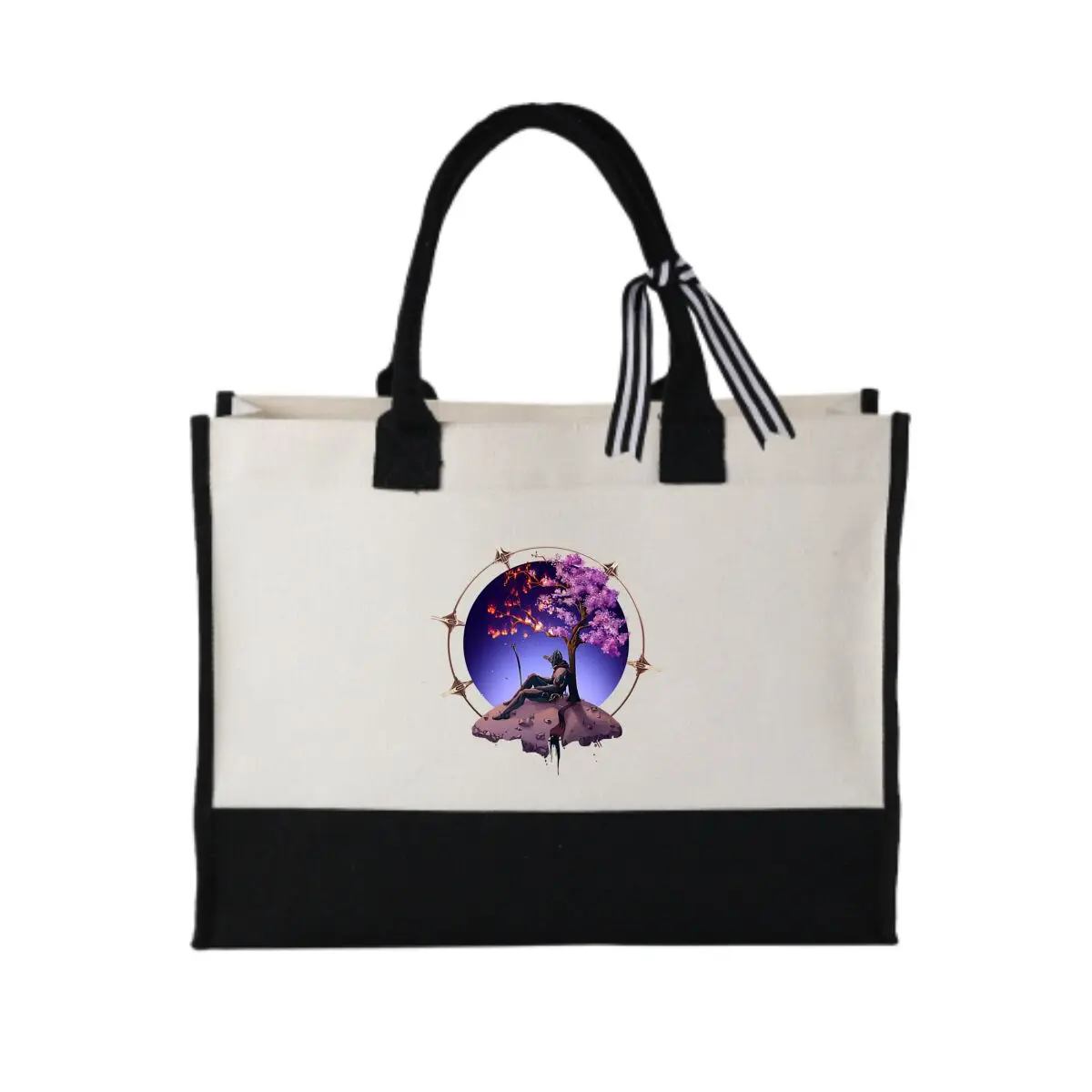 

Resting Under a Blossoming and Burning Tree Сумка из холста премиум-класса в стиле пэчворк для роскошной подарочной упаковки