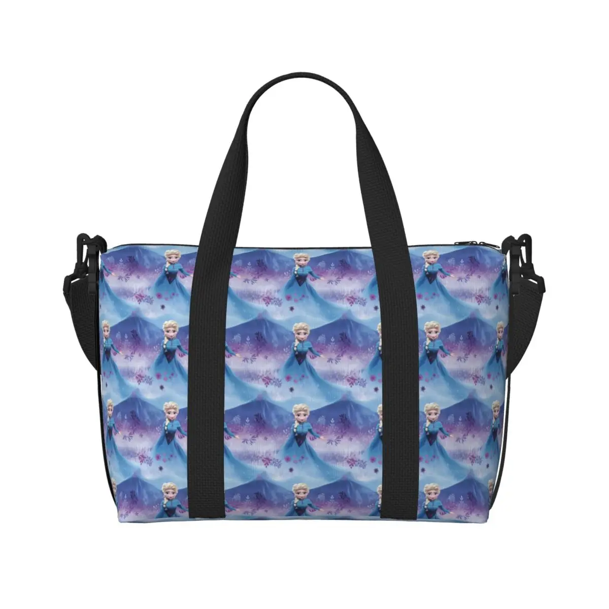 Custom Large F-Frozen Cartoon Tote Bag Women Shoulder Shopping Beach Gym Travel Bag