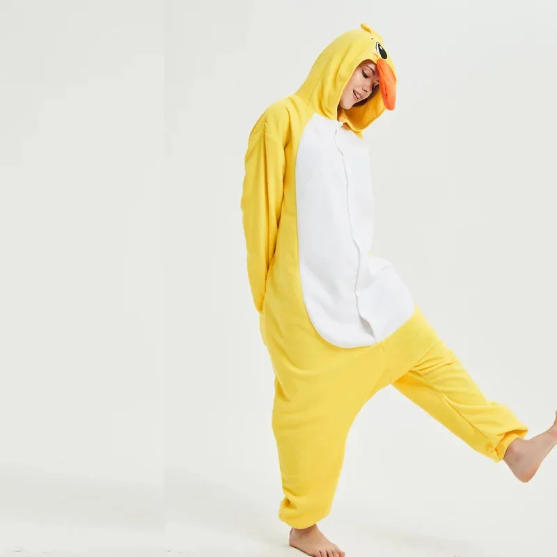 Funny Women Duck Pajamas Anime Onesies For Adult Men Kigurumi Fleece Suit Cartoon One-Piece Sleepwear Cosplay Costume Halloween