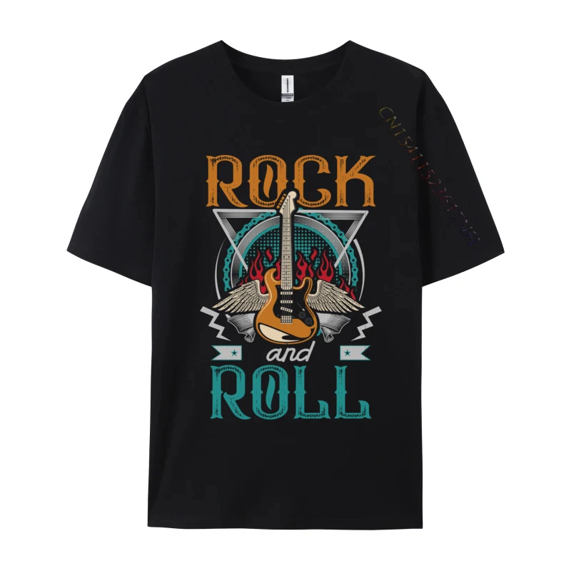 Vintage Retro 80s Rock Roll Music Guitar Wings Brand Fitness Tight Custom T-Shirts Autumn O Neck Premium Cotton