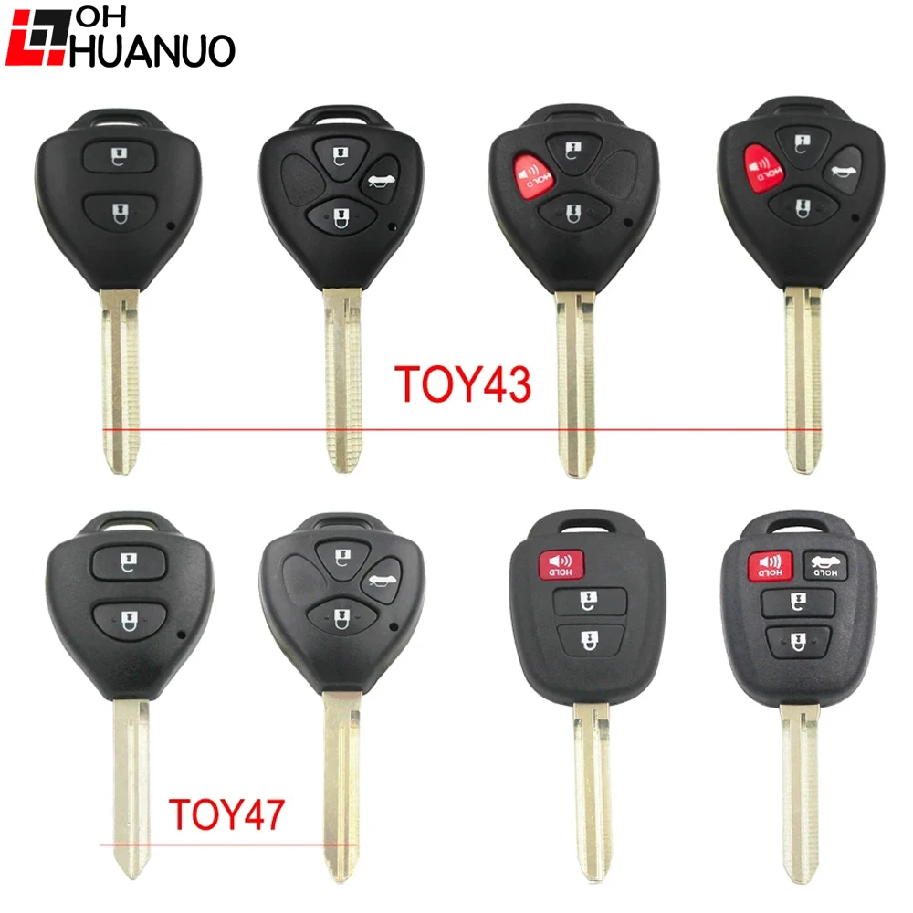 2/3/4 Buttons Remote Blank Key Fob Shell Case TOY47 TOY43 Uncut Blade for Toyota