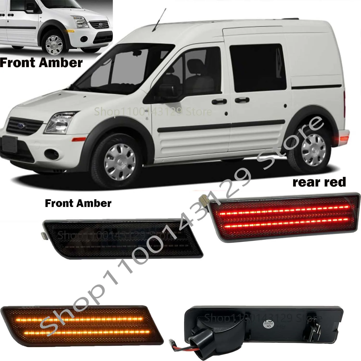 For 2010-2013 Ford Transit Connect XL XLT Electric Titanium car Led Side Marker Turn Signal Lamp Front Bumper Light,Amber or red