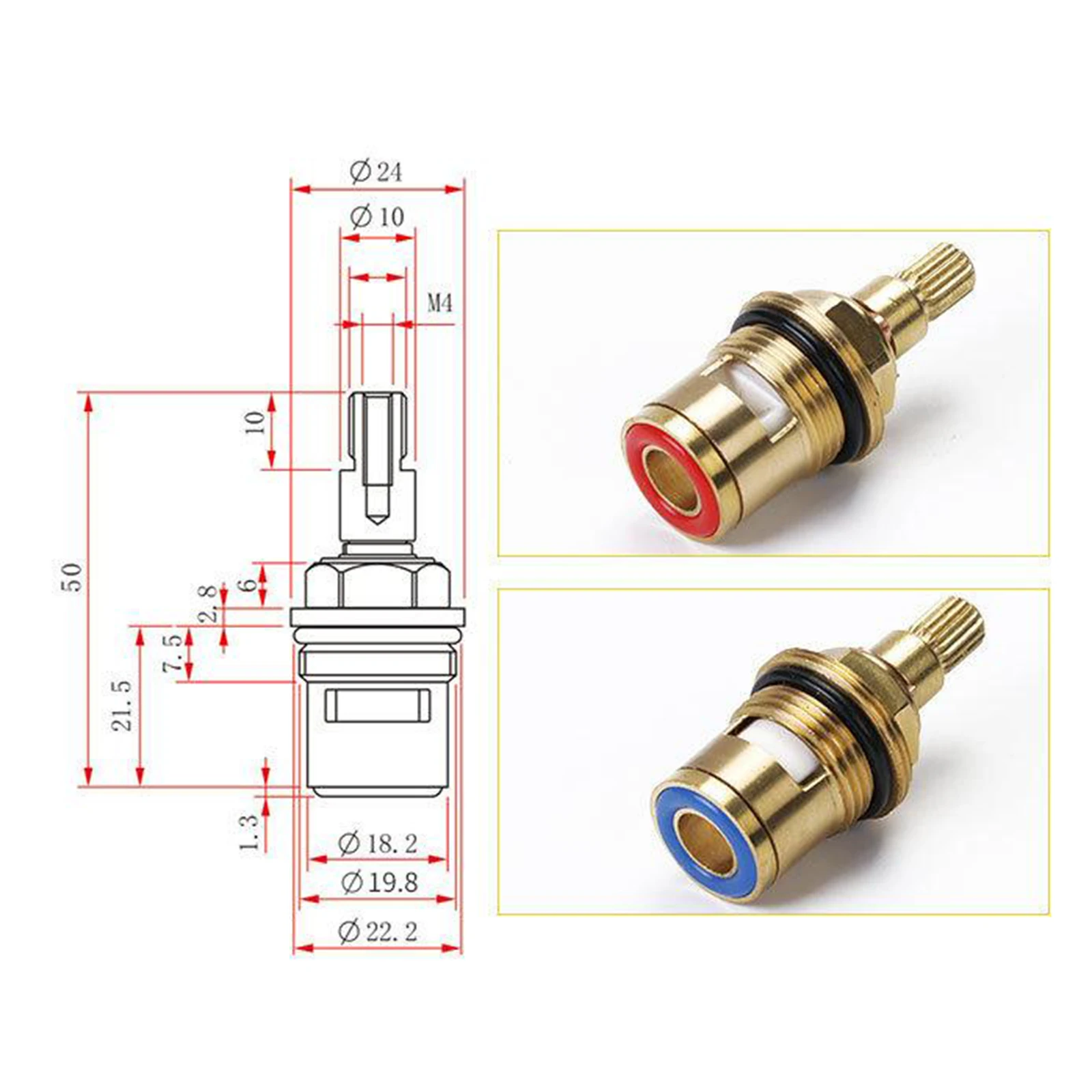 1/2 st Universele Vervanging Kraankleppen Messing Keramische Schijf Cartridge Binnenkraan Klep voor Badkamer, Met de klok mee of tegen de klok