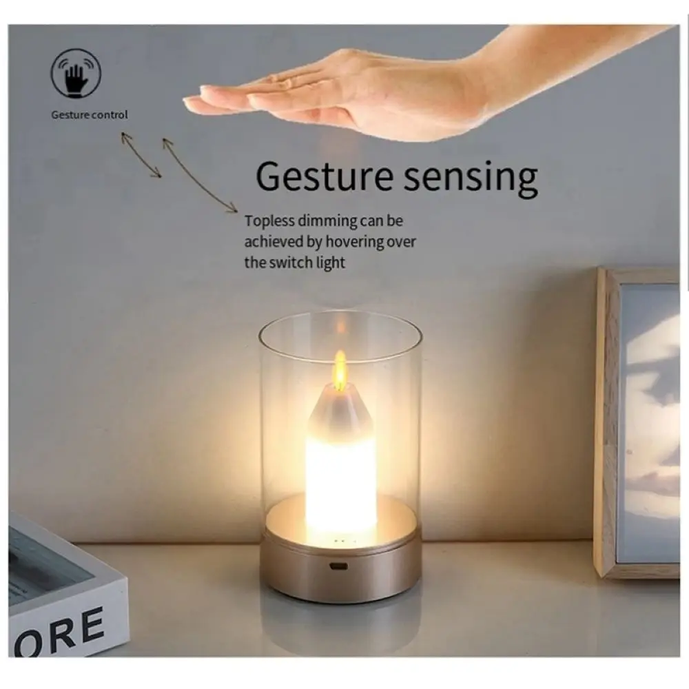Rechargeable LED Candle Night Light Flameless Wick Candles Light Birthday Wedding Christmas Church Atmosphere Manual Sensor lamp