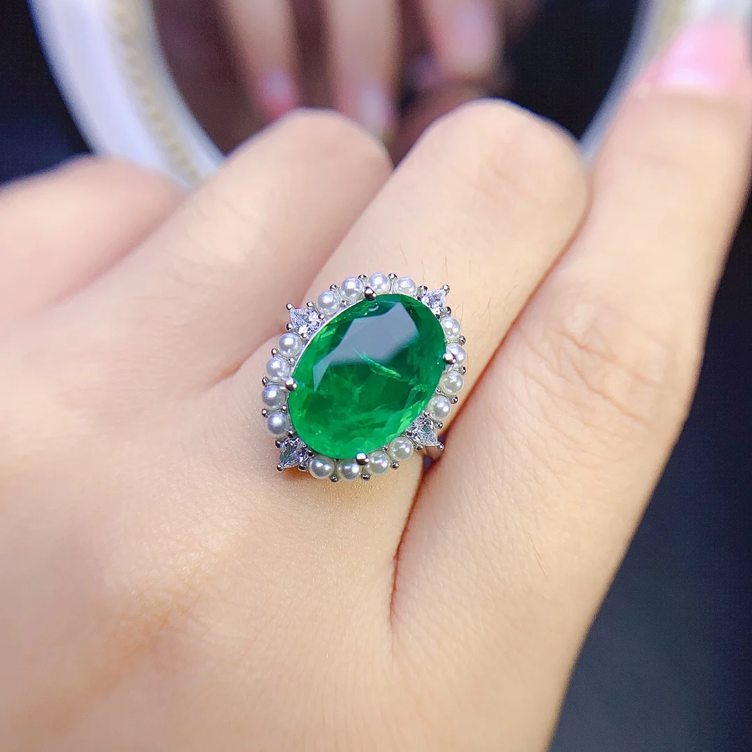 Sterling Silver 925 Engagement Ring Women\'s Luxury Generous Free Shipping Crystal Transparent Emerald Jewelry Original date