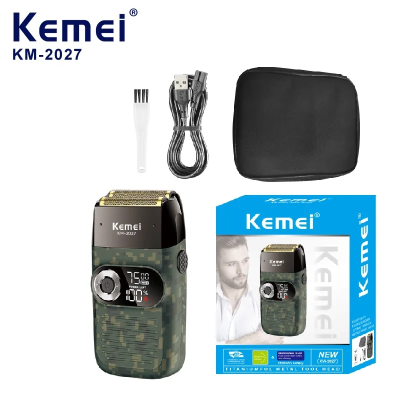 Kemei 1400 mAh Multi-functional 2 In 1 Electric Shavers Hair Clippers LCD Digital Display Reciprocating Razor For Men KM-2026