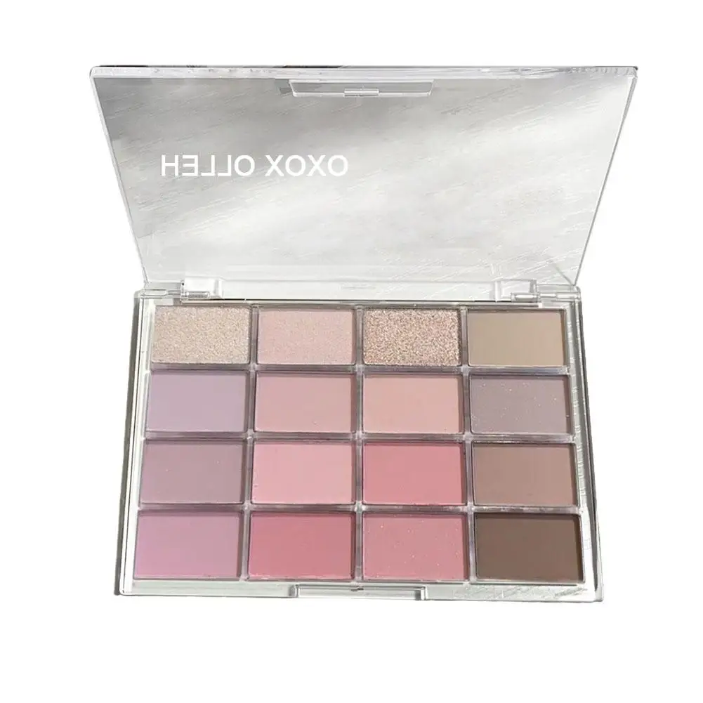 16 Farben Lidschatten-Palette matt Perl glanz niedrige Sättigung Schatten Make-up Auge dauerhaft lange braune Glitzer-Palette rosa Auge h8l3