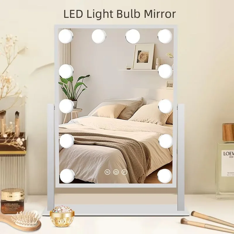 Miroir à ampoule LED, miroir Portable en métal, miroir de Dressing intelligent, miroir cosmétique de beauté