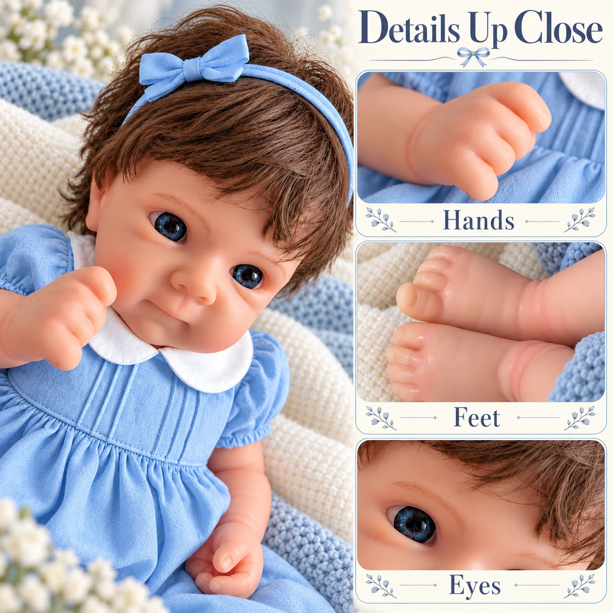 50cm Reborn Girl Doll Full Body Silicone with Rooted Hair and Open Eyes Realistic Newborn Gift for Collectors and Birthday Gifts - view 5