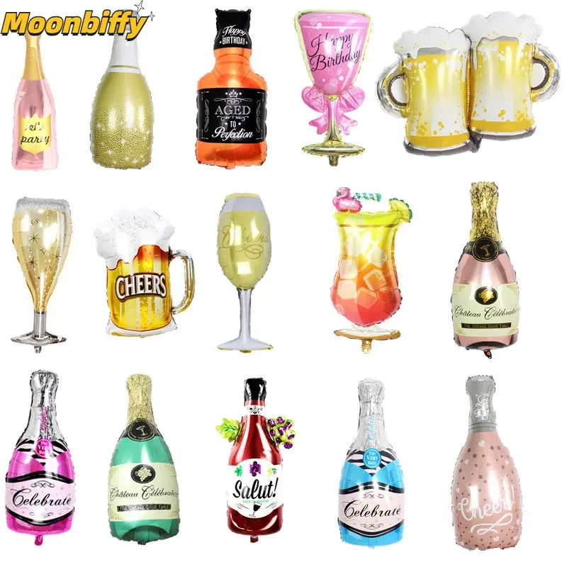 Wine Bottle Foil Balloons Ice Cream Pizza Donut Beer Whisky Shape Style Globals Kids Birthday Party Decor Supplies Baby Shower