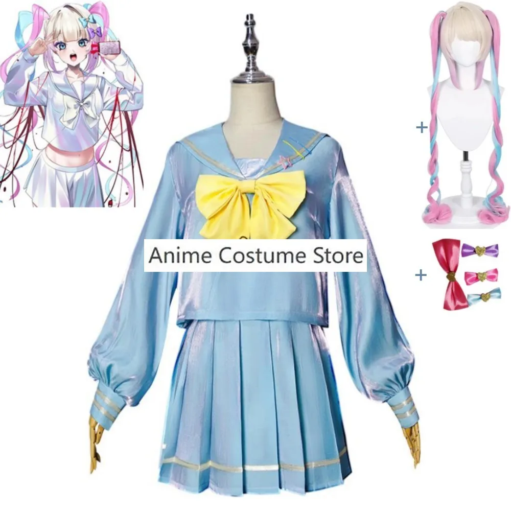 Jeu de Pluie OMG Kawaii Angel Ame KAngel Needy GIATV OVERDOSE Cosplay Costume, Perruque, Anime School JK Sailor Uniform, Hmatte en Imbibé