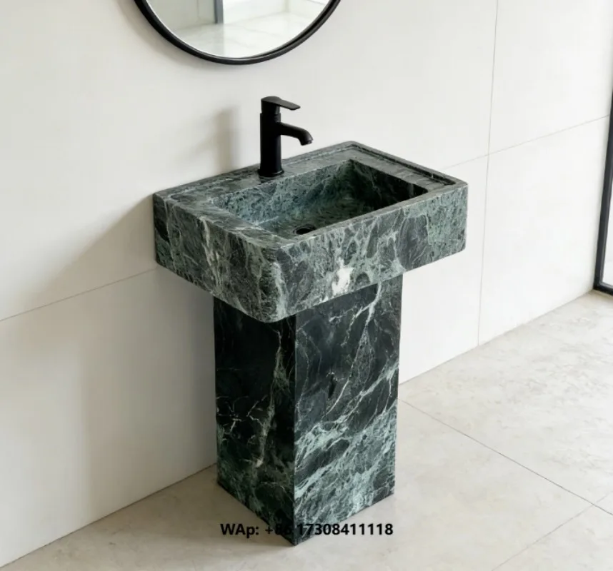Custom Polished Verde Alpi Green Marble Wash Basin/Sink | Natural Dark Green Pattern for Indoor Villa & Bathroom Use