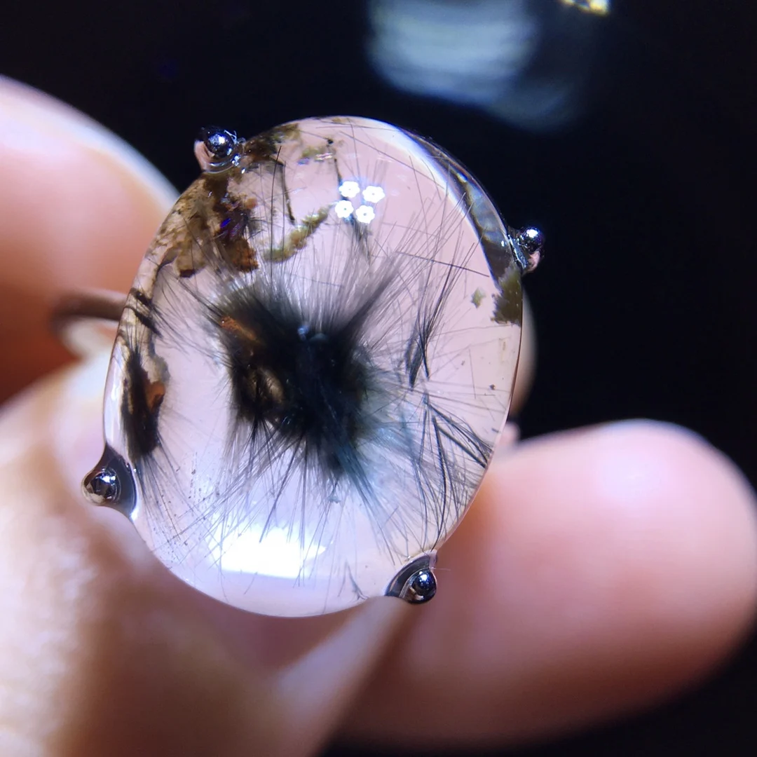 

Кольцо из натурального брукита, платины, рутилированного кварца, 15,4/12 мм, серебро 925 пробы, для женщин и мужчин, капля воды, Lucky AAAAA