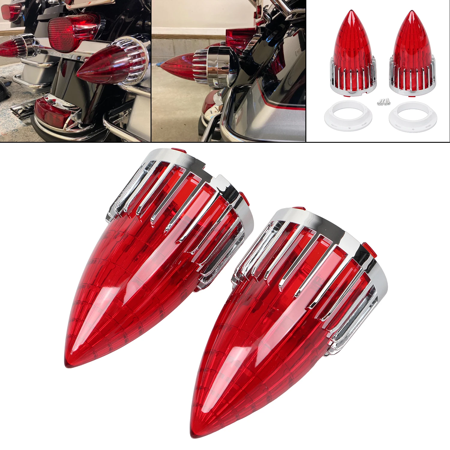 

3 1/4" Motorcycle Bullet Turn Signals Lens Covers for Harley Electra Street Road Glide King Heritage Softail FLSTC FXSTS Fat Boy