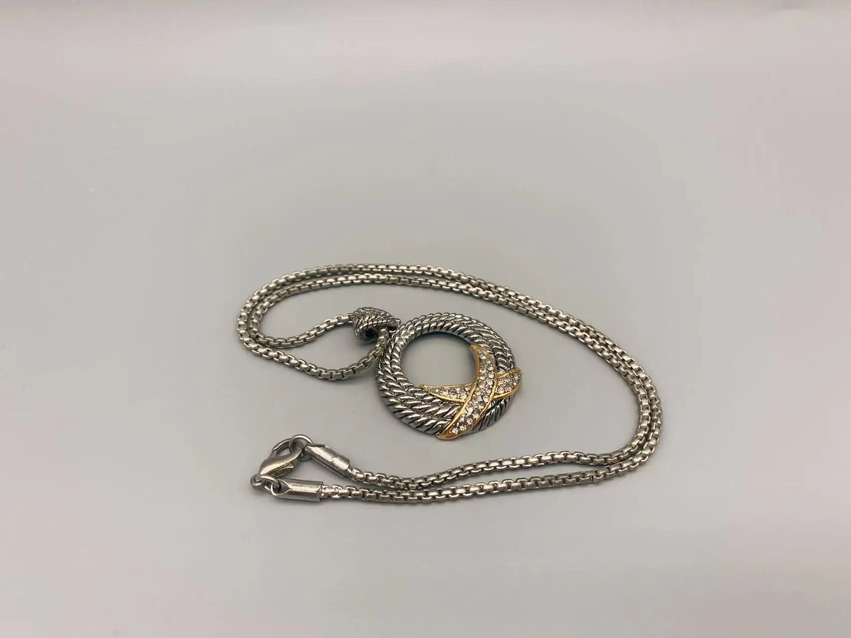 Le Han Jewelry X  Pendant Neckalce 18K Gold Plated With Clear  Cubic Zirconia