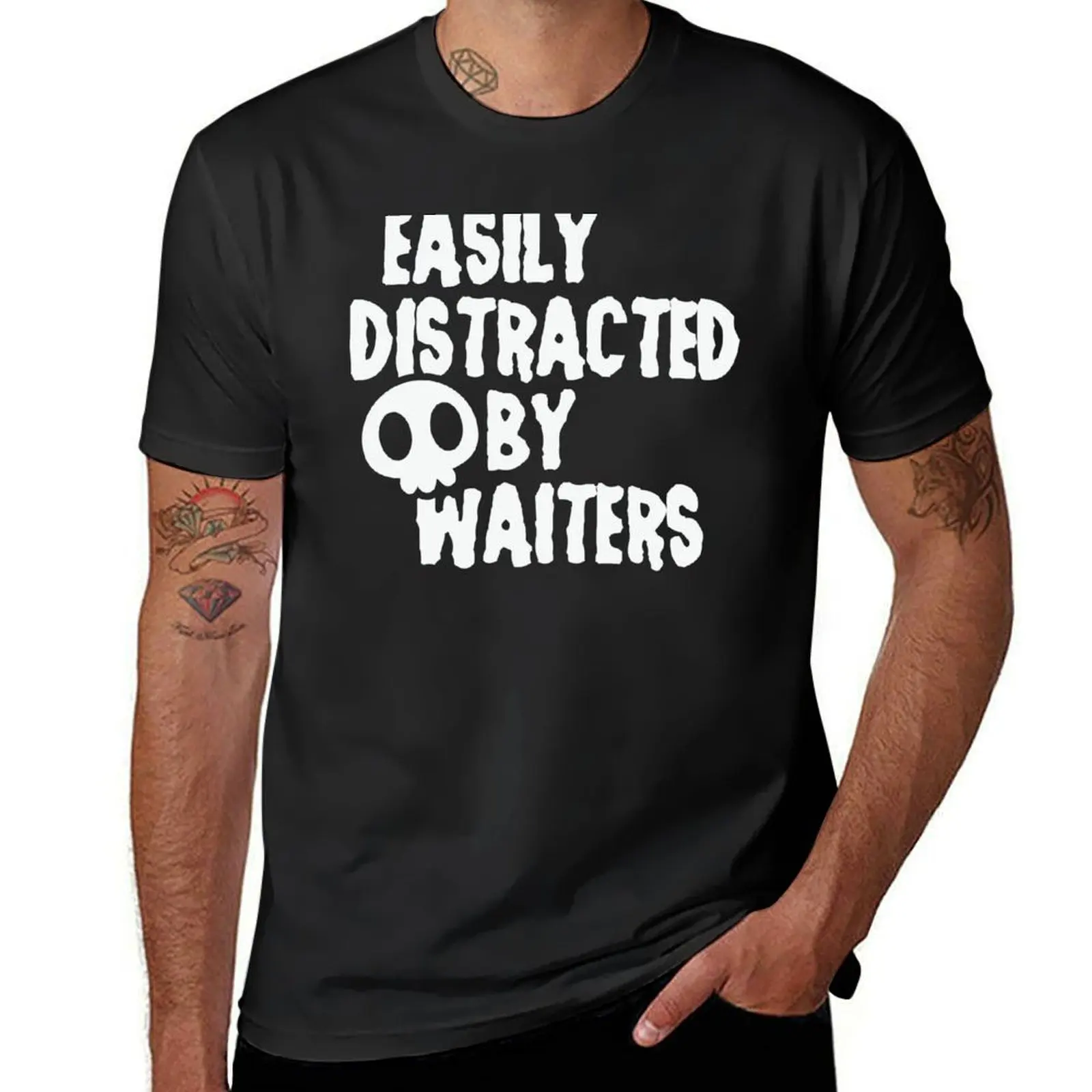 Easily distracted by waiters T-Shirt summer clothes quick-drying for a boy black t shirts for men