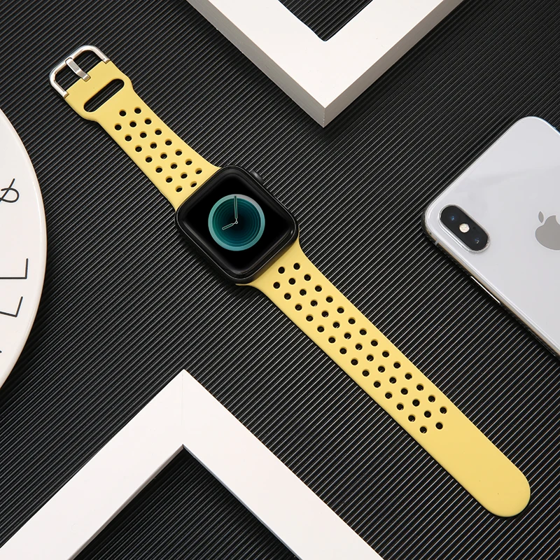 Силиконовый ремешок для Apple Watch, ремешок 44 мм, 45 мм, 46 мм, 49 мм, 42 мм, 41 мм, 40 мм, спортивный браслет iWatch Series 10 Ultra 9 8 7 SE 6 5 SE 4