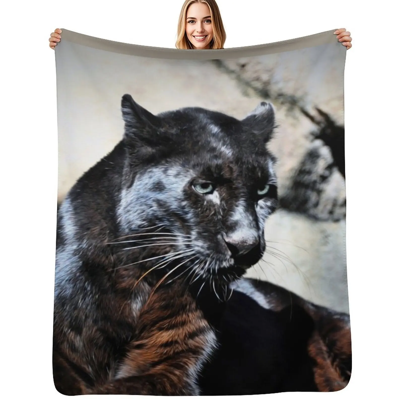 

Black Leopard Throw Blanket Vintage Flannel Fabric Winter beds Thermals For Travel Blankets