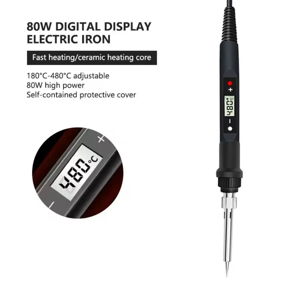 

80W Electric Soldering Iron Digital Display Adjustable Temperature Electronic Welding Repair Tools Solder Tin Iron Tips