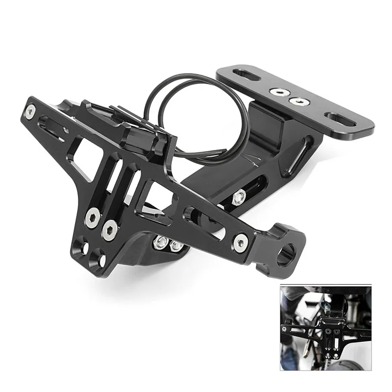 Support de plaque d'immatriculation arrière pour moto, support en alliage d'aluminium, accessoires universels pour moto, pièces de modification pour moto