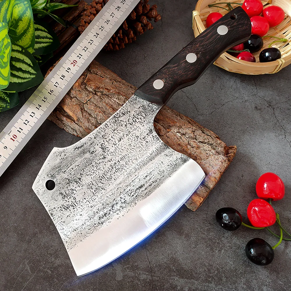 

5CR15 Traditional Handmade Forged Kitchen Butcher Knife Wooden Handle Stainless Steel Chef's Chopper Bone Cutter Cooking Knives