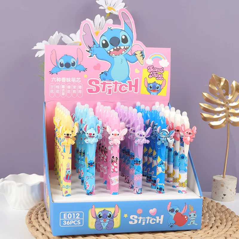 36pcs/lot Kawaii Disney Stitch Erasable Gel Pens For Writing Cartoon 0.5mm Black/Blue Ink Neutral Pen Office School Supplies