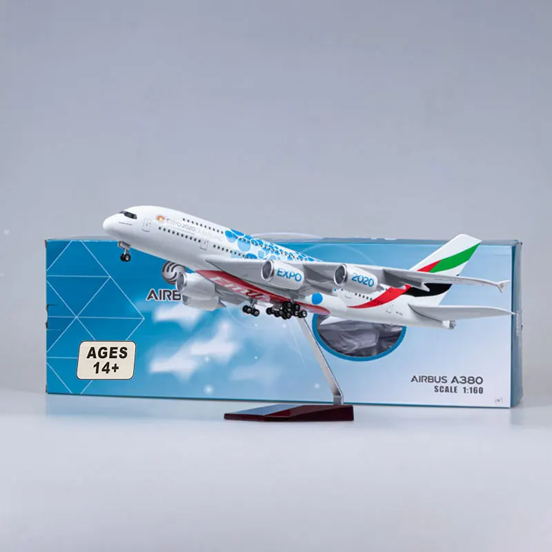 1:160 Scale Toy plane for children Model Diecast Resin Emirates Expo 2020 DUBAIAUE Airlines Airbus A380 Airplane Decoration