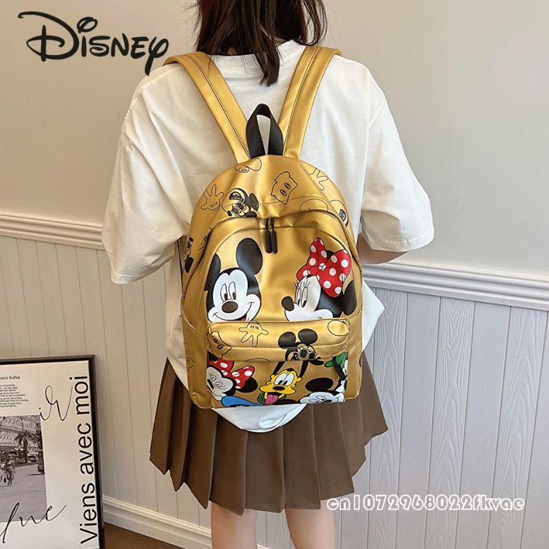 Imagem -06 - Mochila Disney Mickey para Homem e Mulher Desenho Animado Casual Grande Capacidade Estudante Nova Elegante de Alta Qualidade