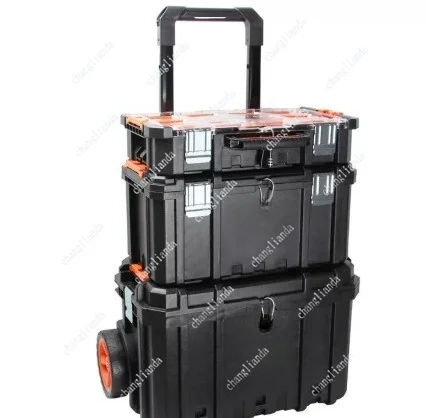 Combined Tie Rod Toolbox Stacked Three-layer Storage Box Large Wheeled Removable Installation Toolbox Cart