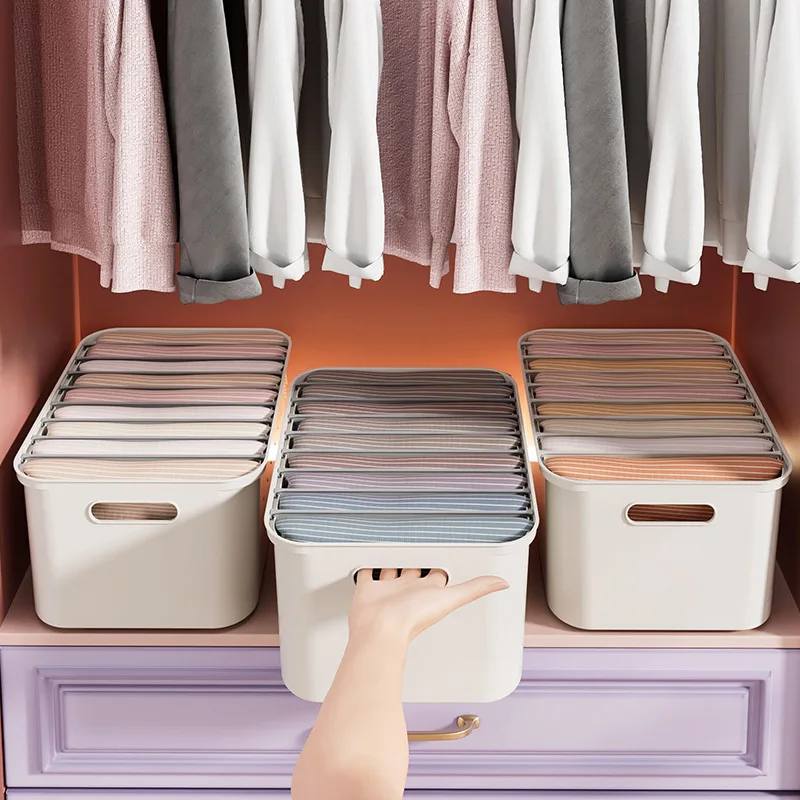 

Новый многослойный органайзер для хранения одежды с крышкой и разделителями, пластиковый контейнер для брюк и одежды в европейском стиле