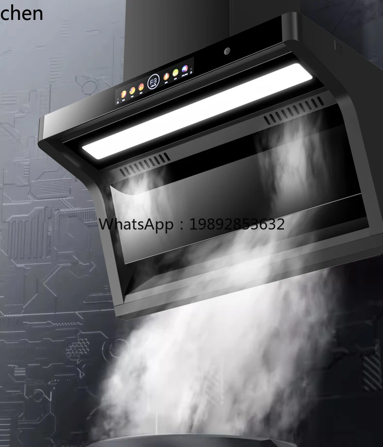 เครื่องดูดควันครัวเรือน Zz LXC รุ่นดูดควันขนาดใหญ่ ดูดควันด้านบนและด้านข้าง ระบบดูดควันอัจฉริยะ ควบคุมด้วยเสียง ทำความสะอาดอัตโนมัติ